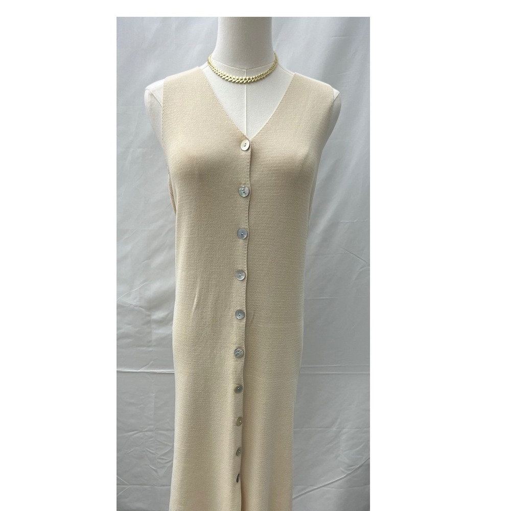 University Club Knit Button Down Sleeveless Midi Dress Small - Picture 3 of 5